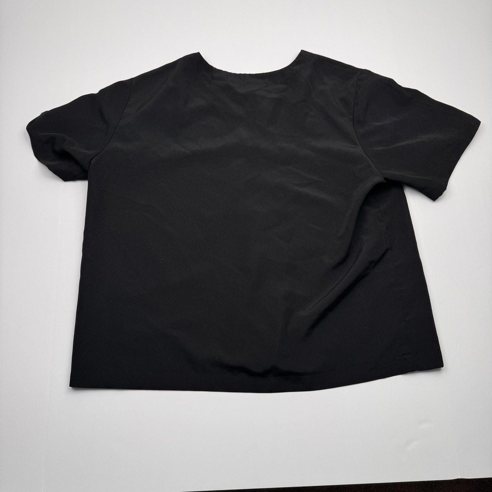 Orvis Shirt Womens Large Black Short Sleeve Button Front Band Collar Casual - Picture 6 of 9